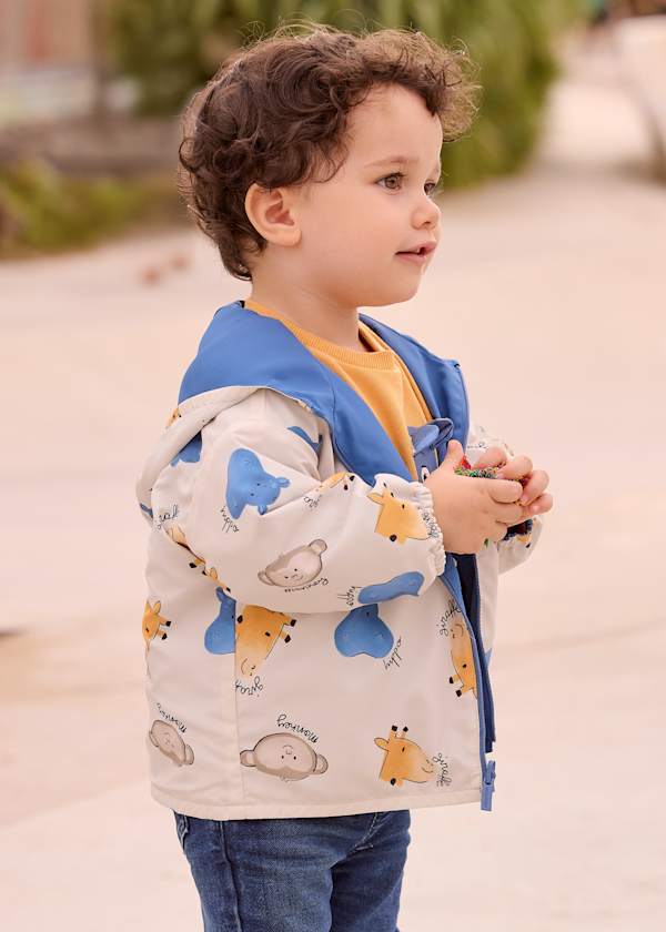 Mayoral toddler blue animals reversible jacket, AW26