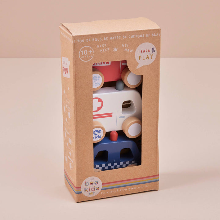 Just Bee Kids Wooden Emergency Vehicle Toys