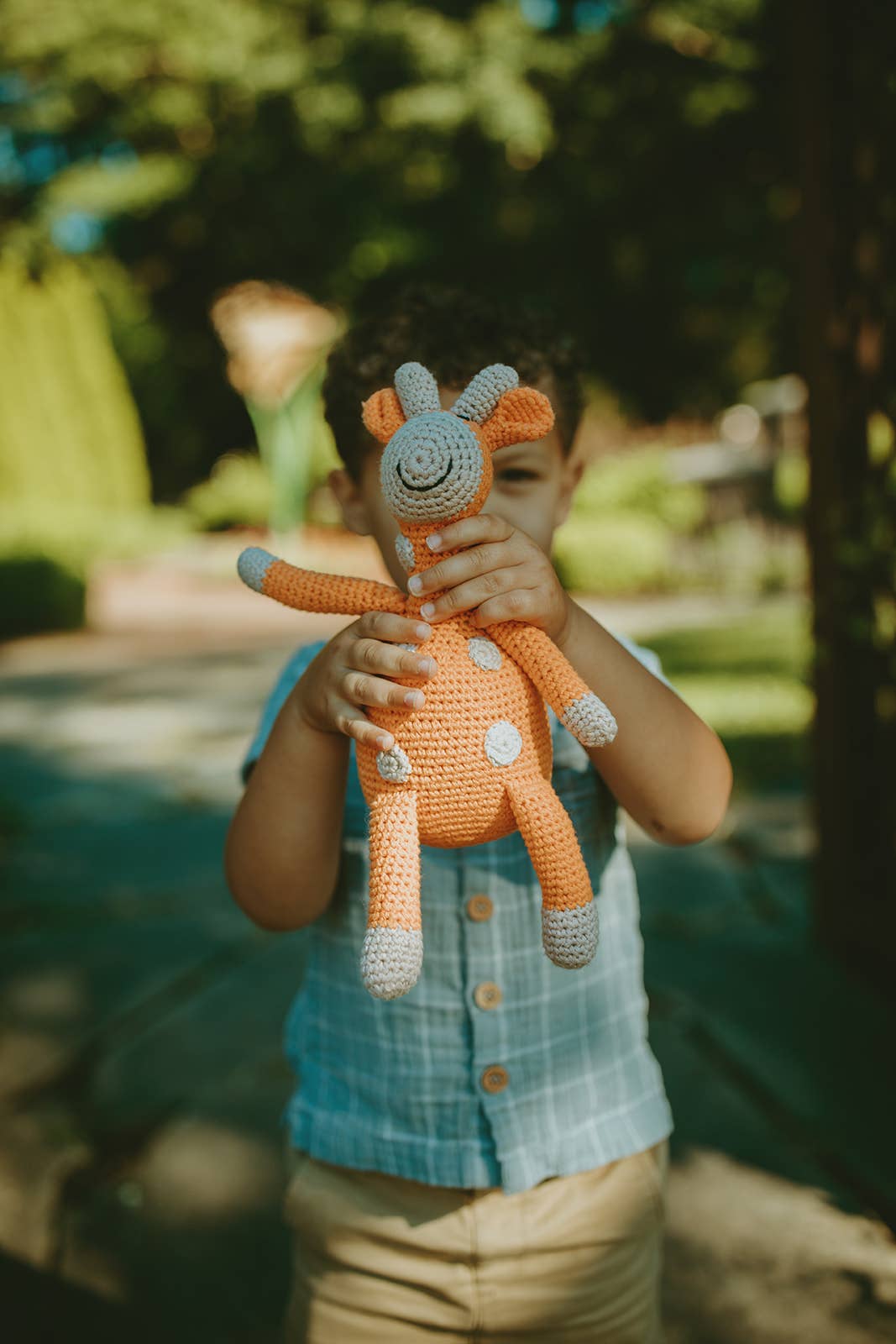 Crochet Baby Toy Giraffe rattle- soft orange