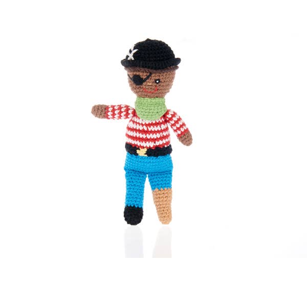 Crochet Baby Toy Pirate peg leg rattle