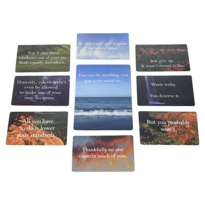 Disappointing Affirmations The Game cards and contents
