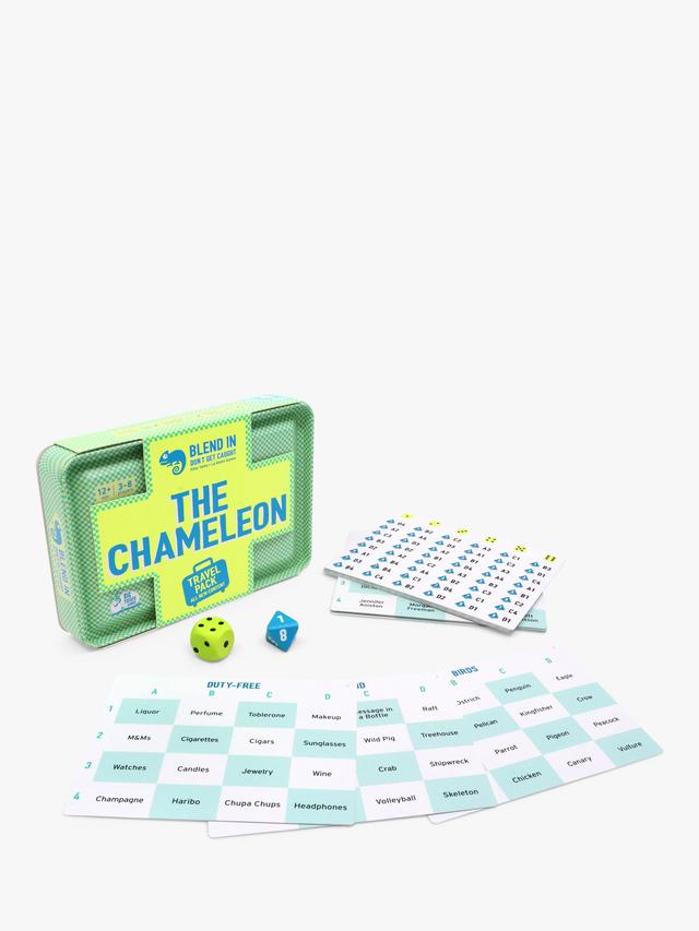 The Chameleon travel tin party game, back