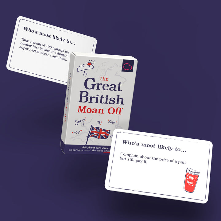 Great British Moan Off card game cards and contents