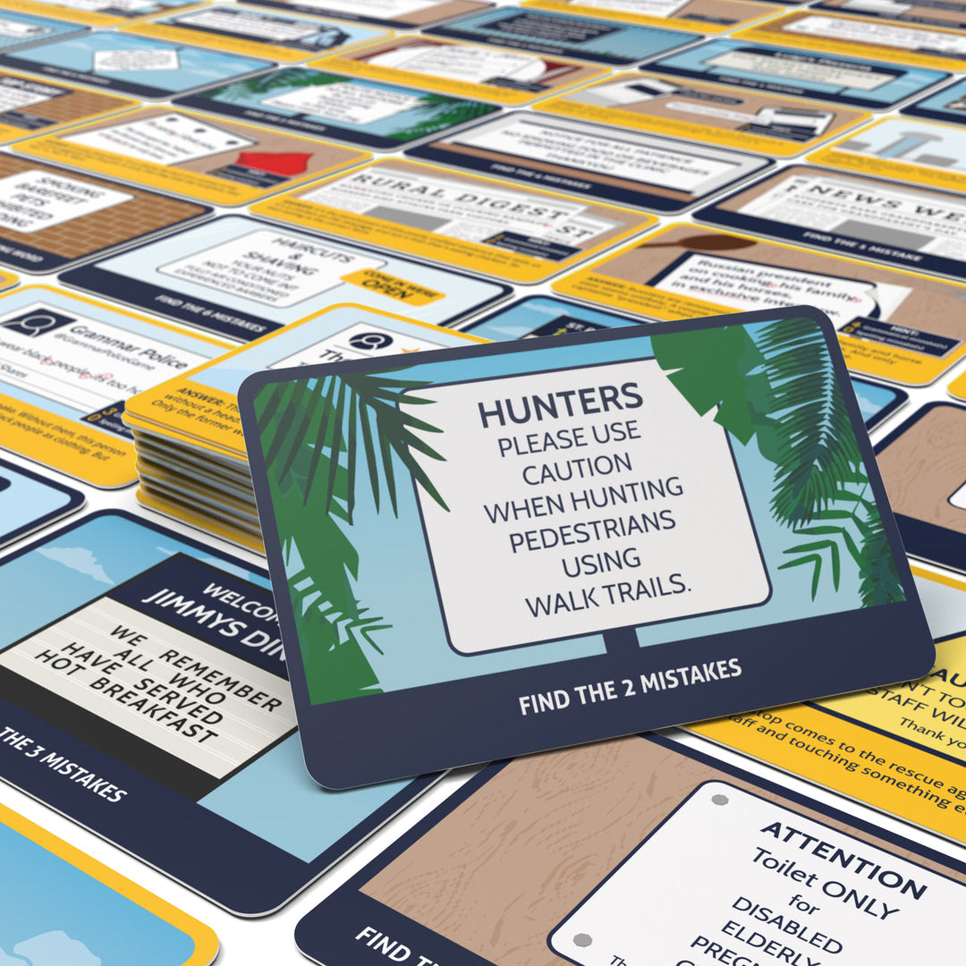 Grammar Police card game box, back