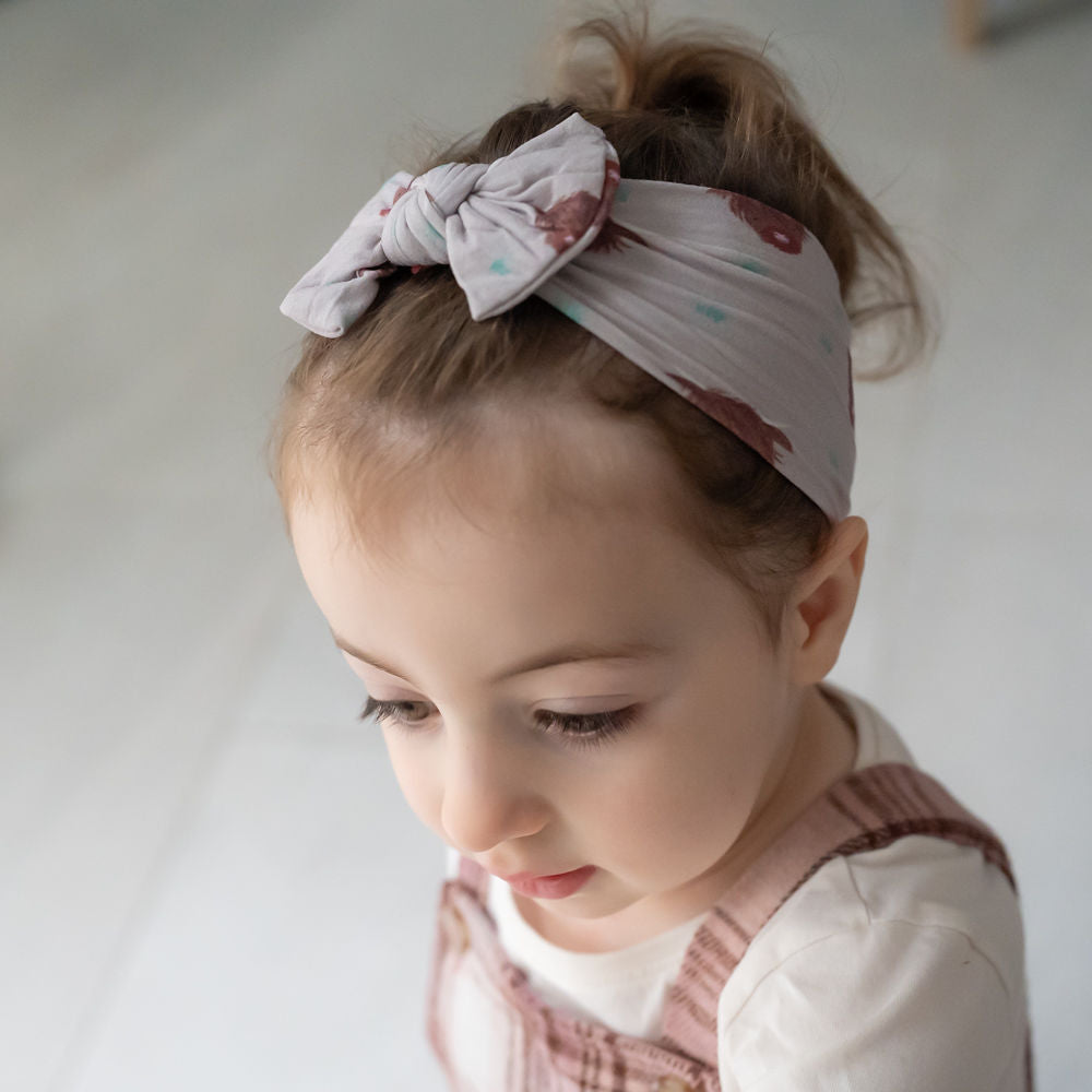 Highland Cow turban headband, print detail