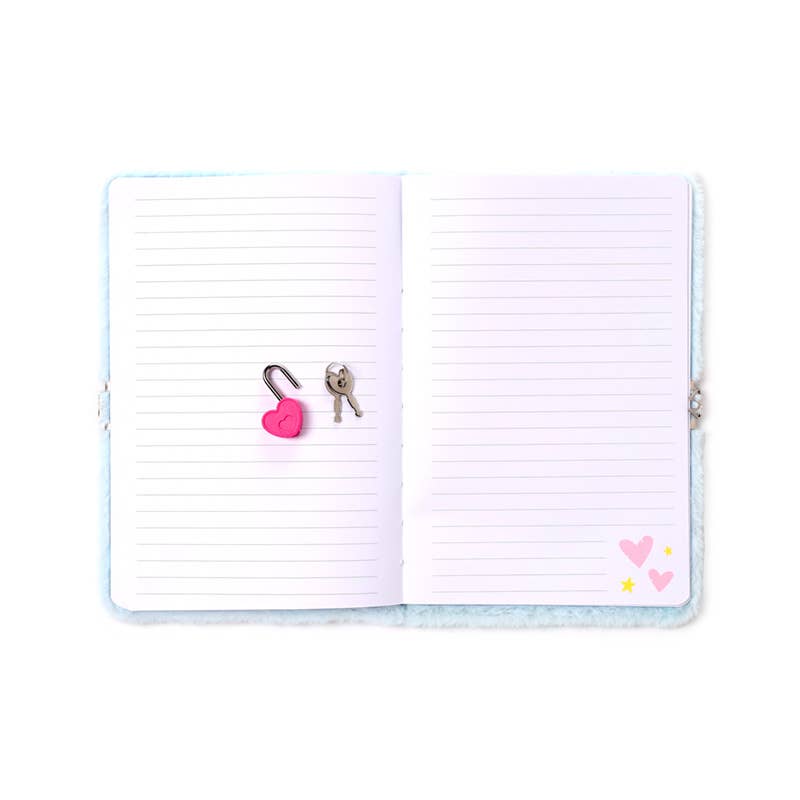 Unicorn Magic Plush Lockable Notebook with Padlock & Key