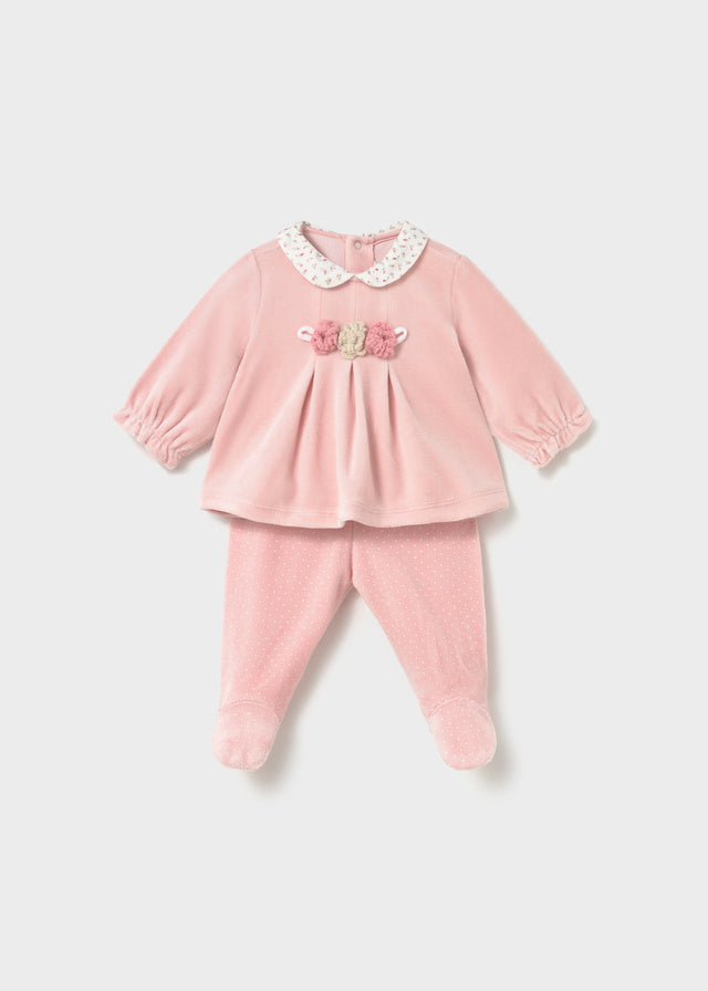 Mayoral Newborn Velour Leg Warmer Set - Baby Rose