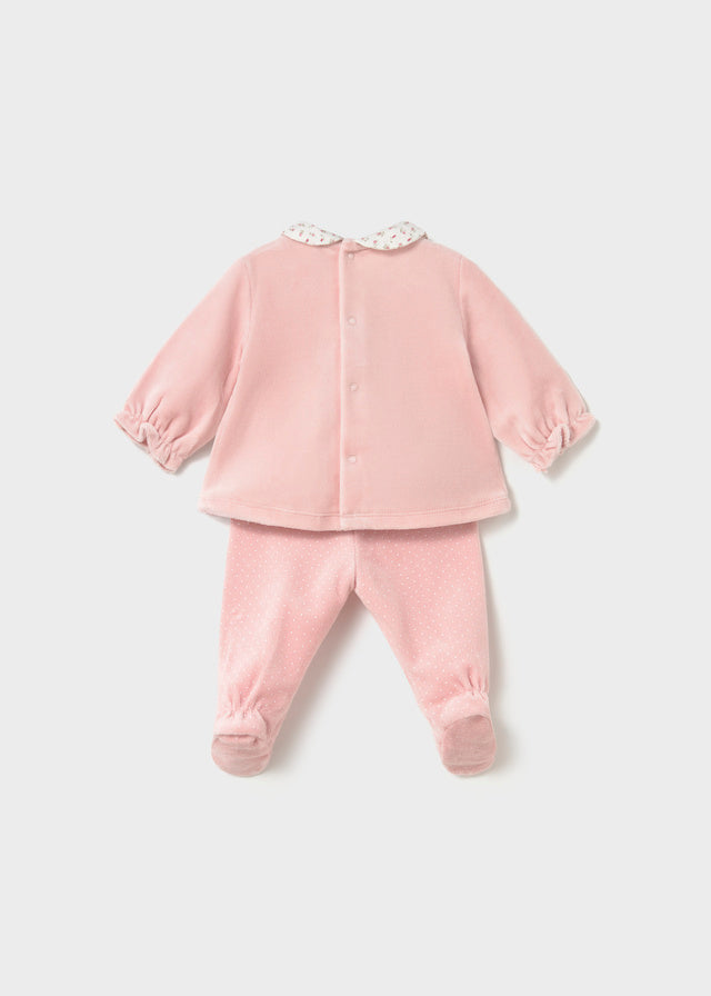 Mayoral Newborn Velour Leg Warmer Set - Baby Rose