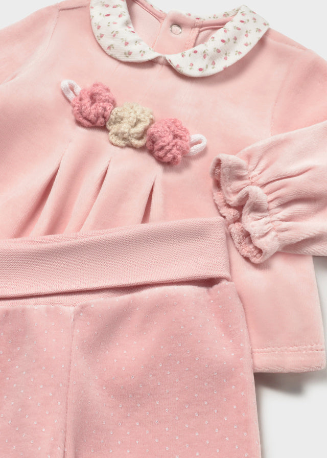 Mayoral Newborn Velour Leg Warmer Set - Baby Rose