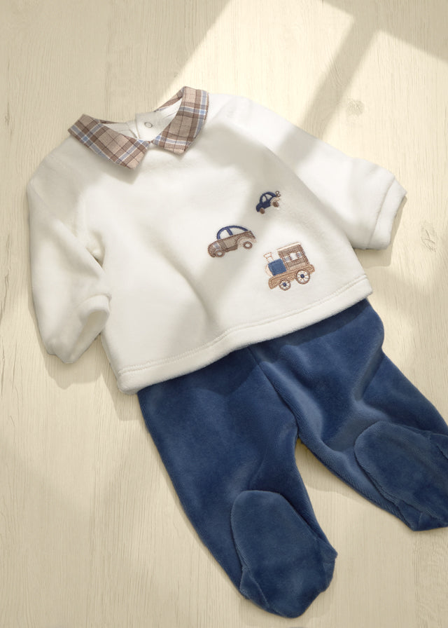 Mayoral Newborn Velour Leg Warmer - Blueberry