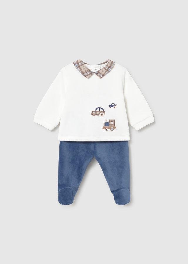 Mayoral Newborn Velour Leg Warmer - Blueberry