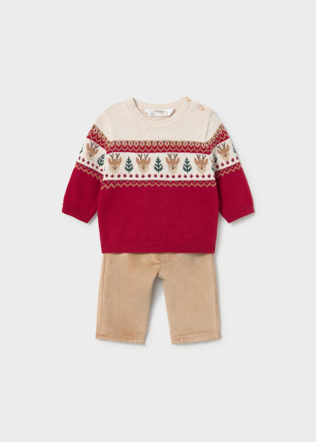 Mayoral Newborn Jersey and Long Trousers Set - Red