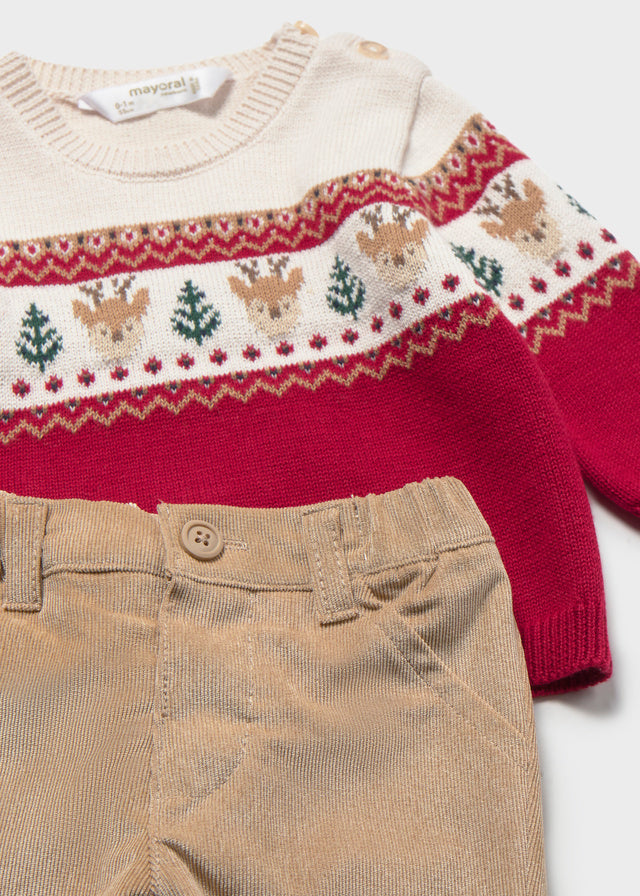 Mayoral Newborn Jersey and Long Trousers Set - Red