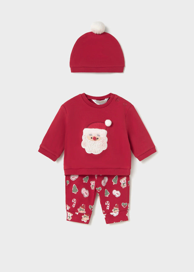 Mayoral Newborn 3-pc Patterned Tracksuit - Red