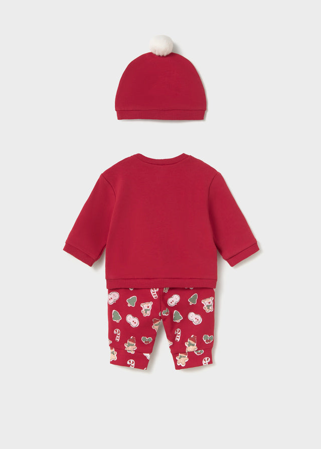 Mayoral Newborn 3-pc Patterned Tracksuit - Red