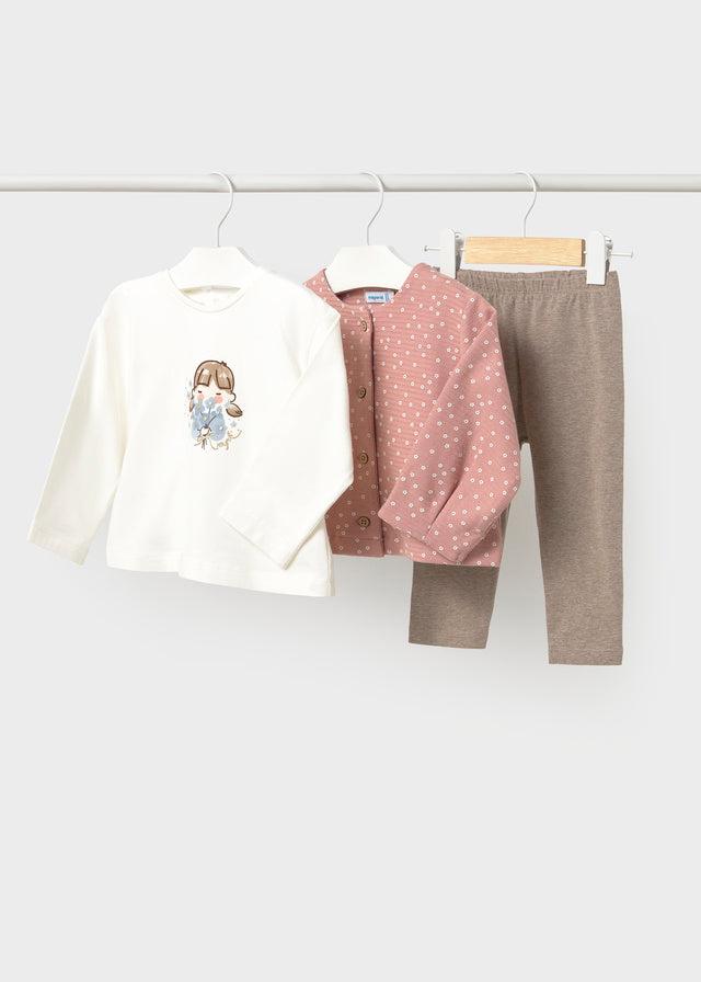Mayoral girls 3-piece leggings set in pastel