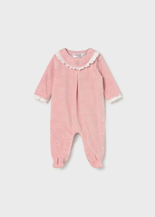 Mayoral Newborn Girl Scalloped Borders Sleepsuit - Baby Rose