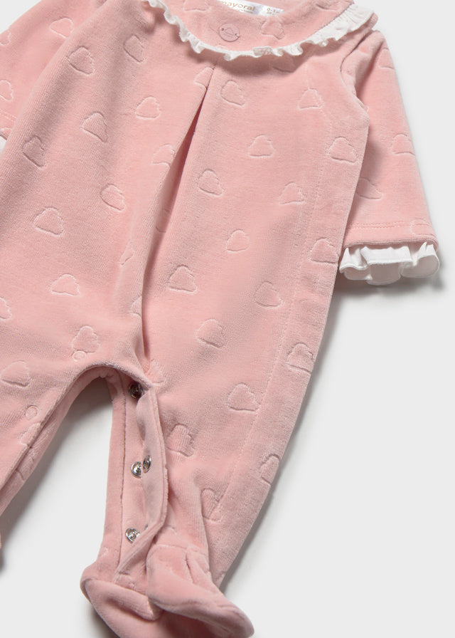 Mayoral Newborn Girl Scalloped Borders Sleepsuit - Baby Rose