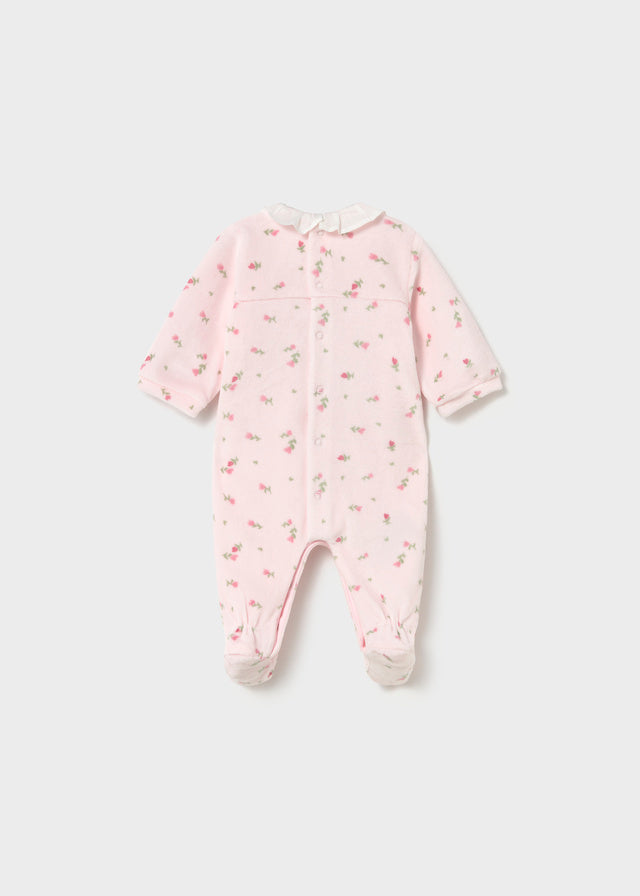 Mayoral Baby Velour Collar Romper Set - Baby Rose