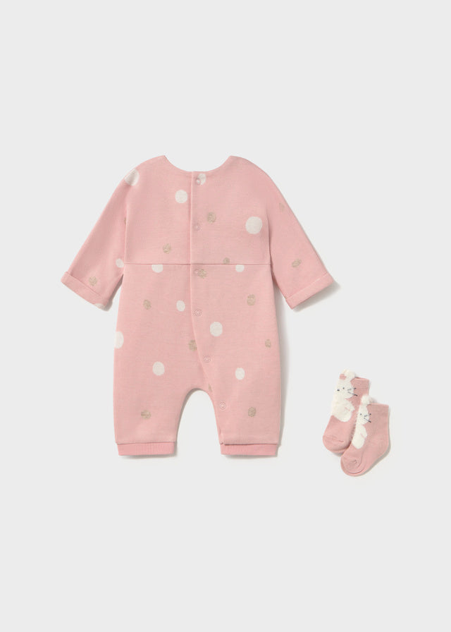 Mayoral Newborn Girl Print Sleepsuit with Socks - Baby Rose