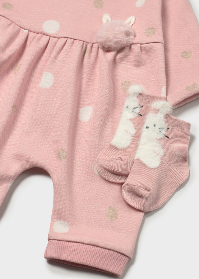 Mayoral Newborn Girl Print Sleepsuit with Socks - Baby Rose