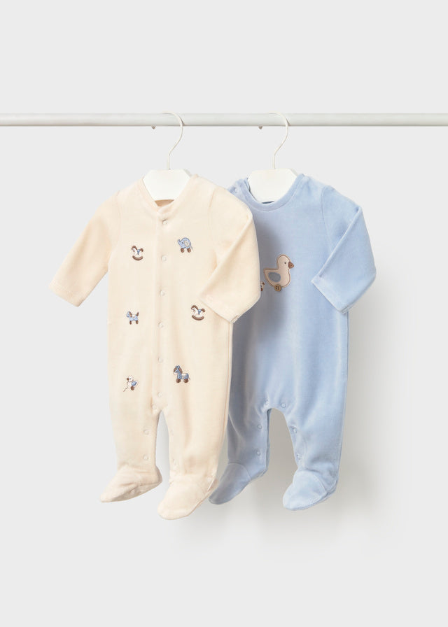Mayoral Baby 2 Pcs Velour Onesie - Sky