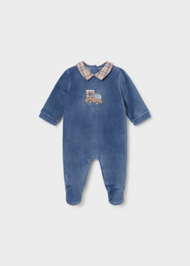 Mayoral Baby Velour Onesie - Blueberry