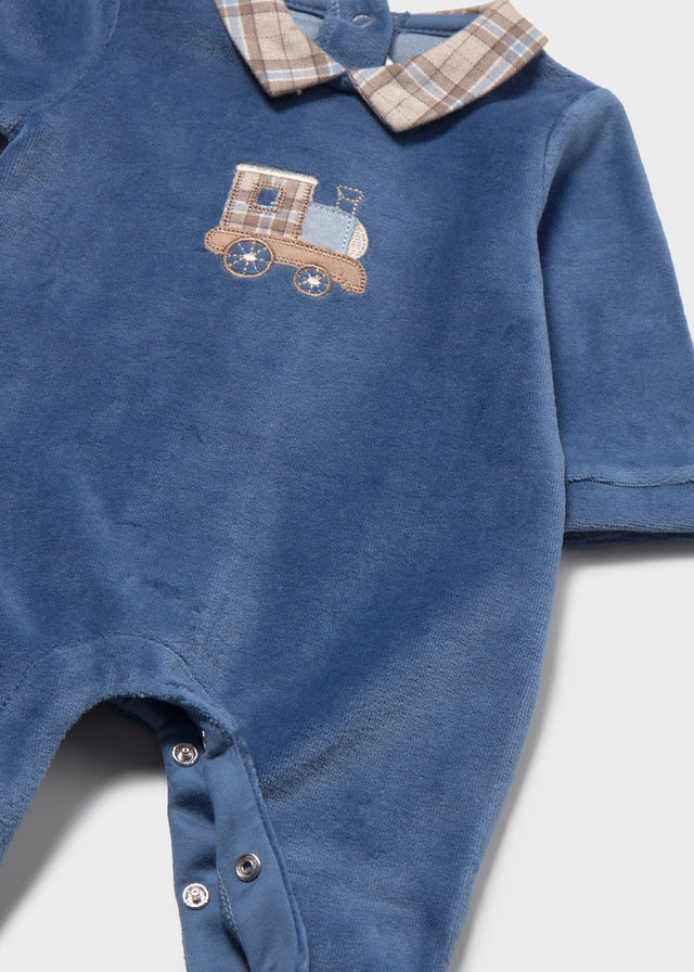 Mayoral Baby Velour Onesie - Blueberry