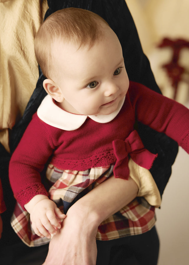 Mayoral Newborn Combined Knit Dress - Red