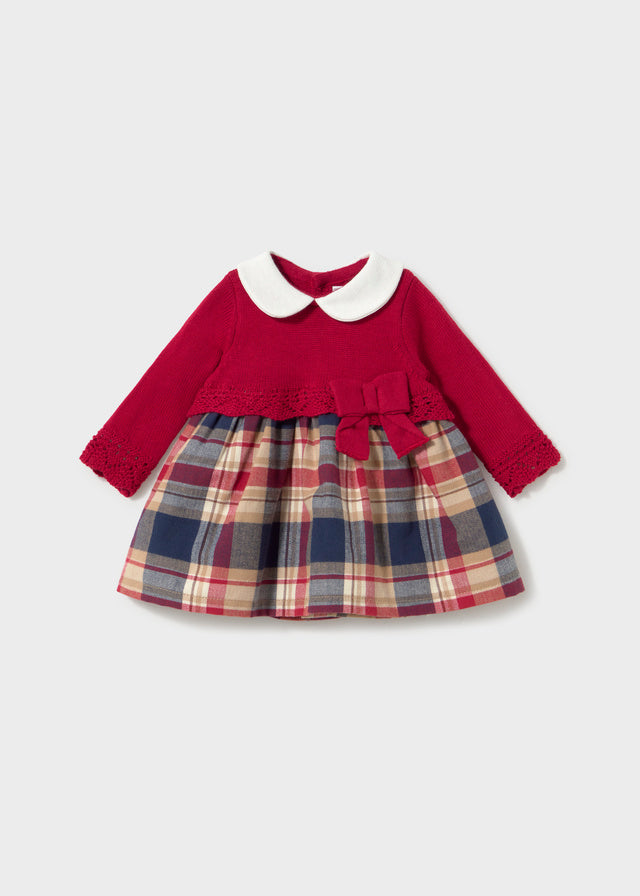Mayoral Newborn Combined Knit Dress - Red