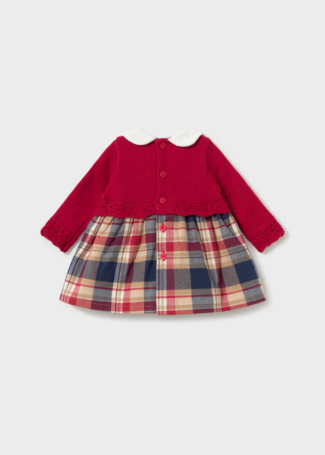 Mayoral Newborn Combined Knit Dress - Red