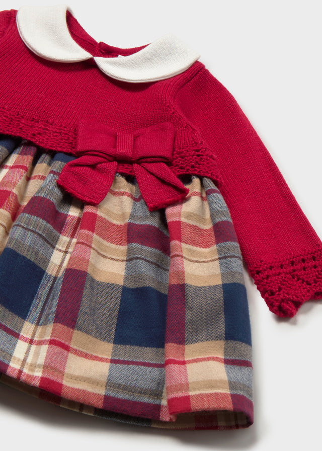 Mayoral Newborn Combined Knit Dress - Red