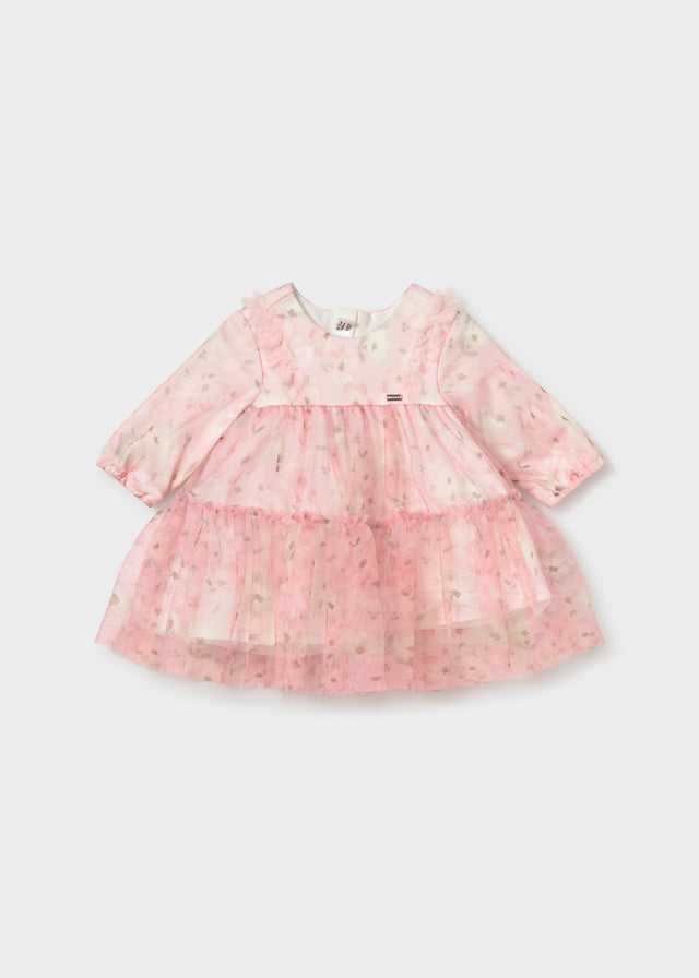 Mayoral Newborn Tulle Printed Dress - Pink