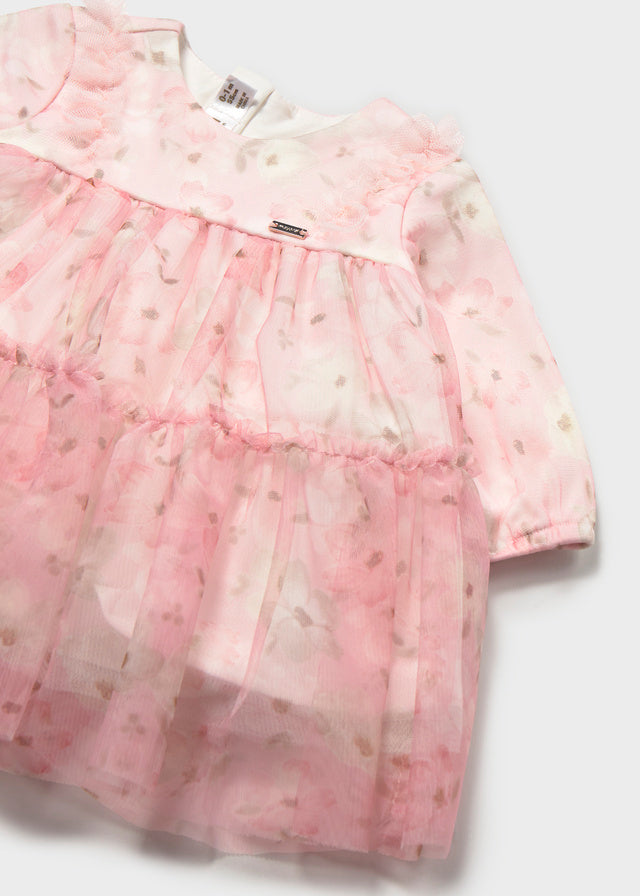 Mayoral Newborn Tulle Printed Dress - Pink