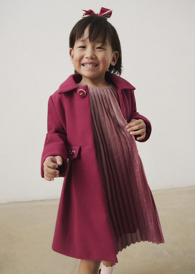 Mayoral girls wool-effect dress coat in raspberry pink
