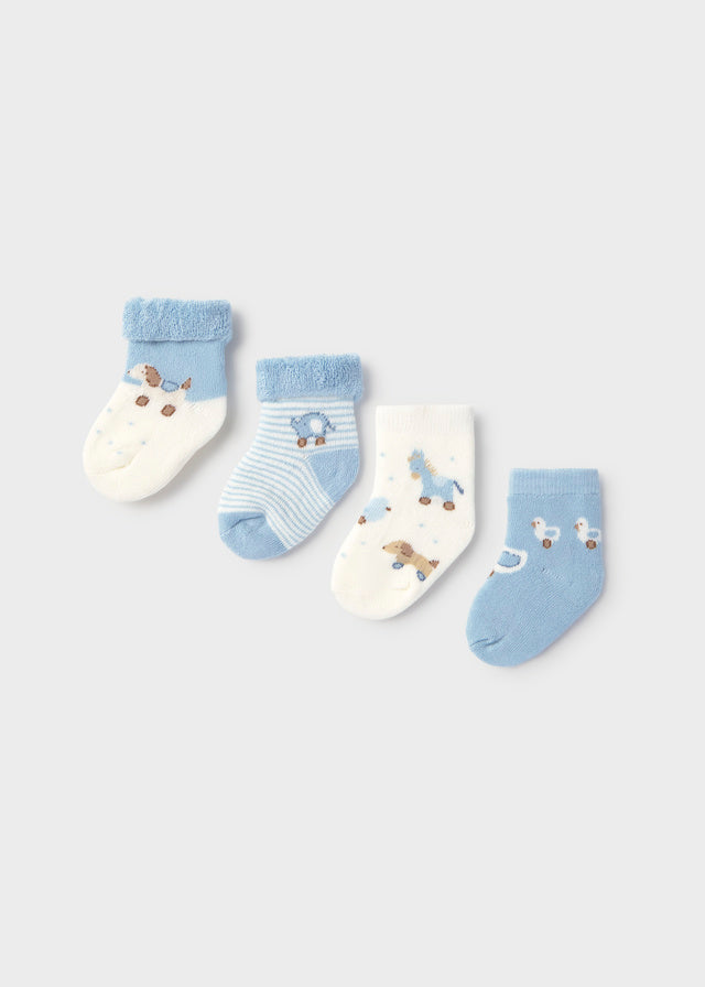 Mayoral Newborn 4pc Set Socks - Sky
