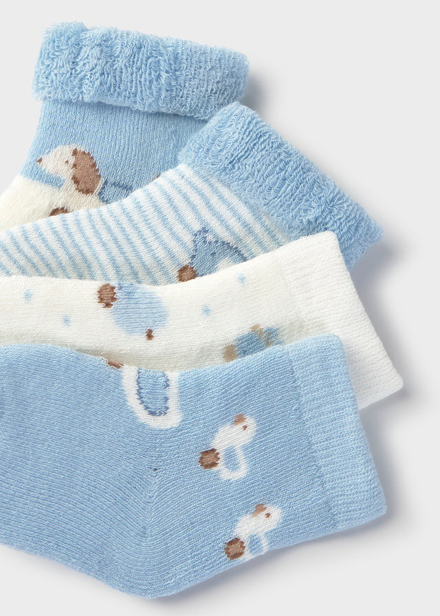 Mayoral Newborn 4pc Set Socks - Sky