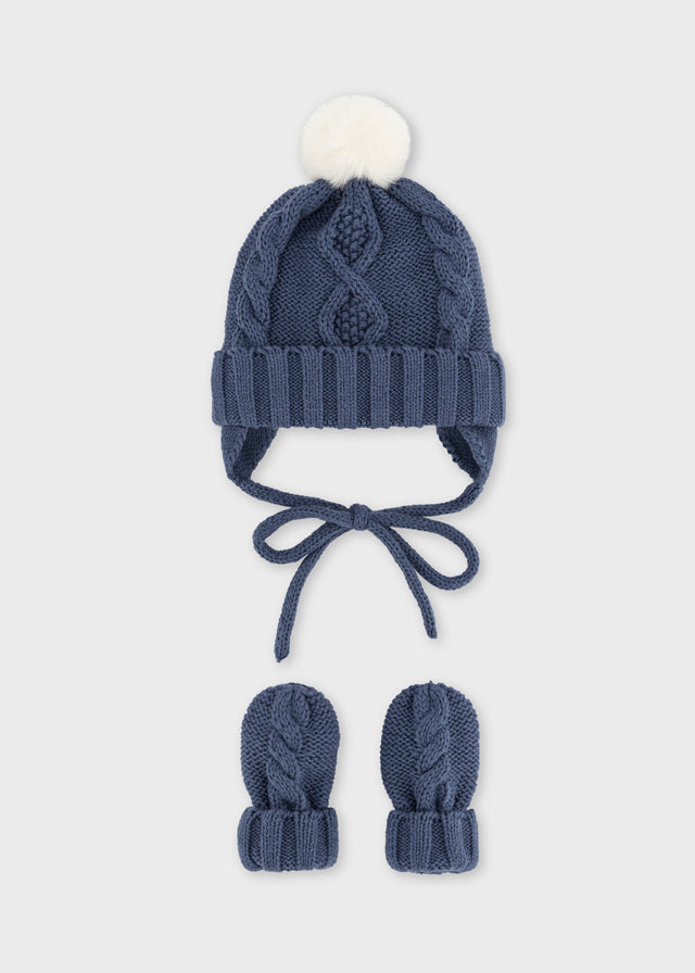 Mayoral Newborn Hat & Mittens Set - Blueberry