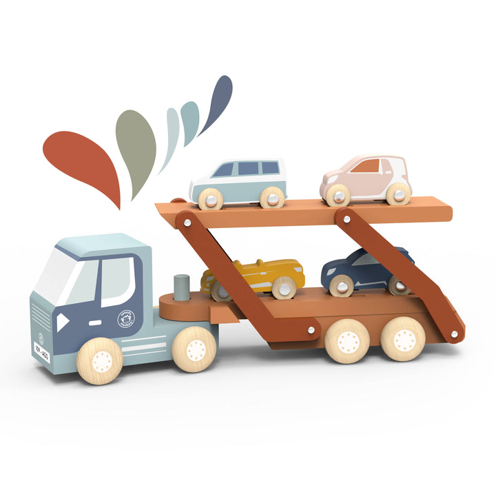 Speedy Monkey wooden car carrier with 4 cars - image 2