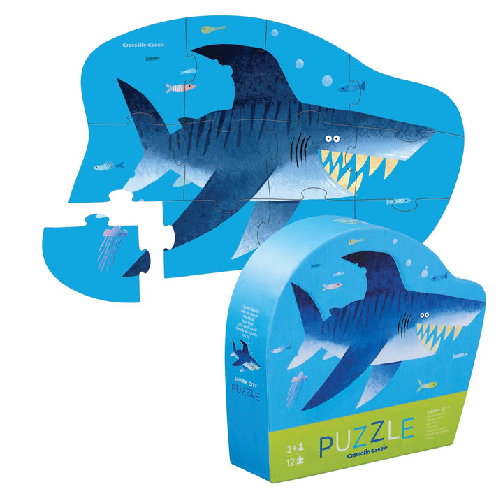 Crocodile Creek 12-piece Shark City puzzle, full view