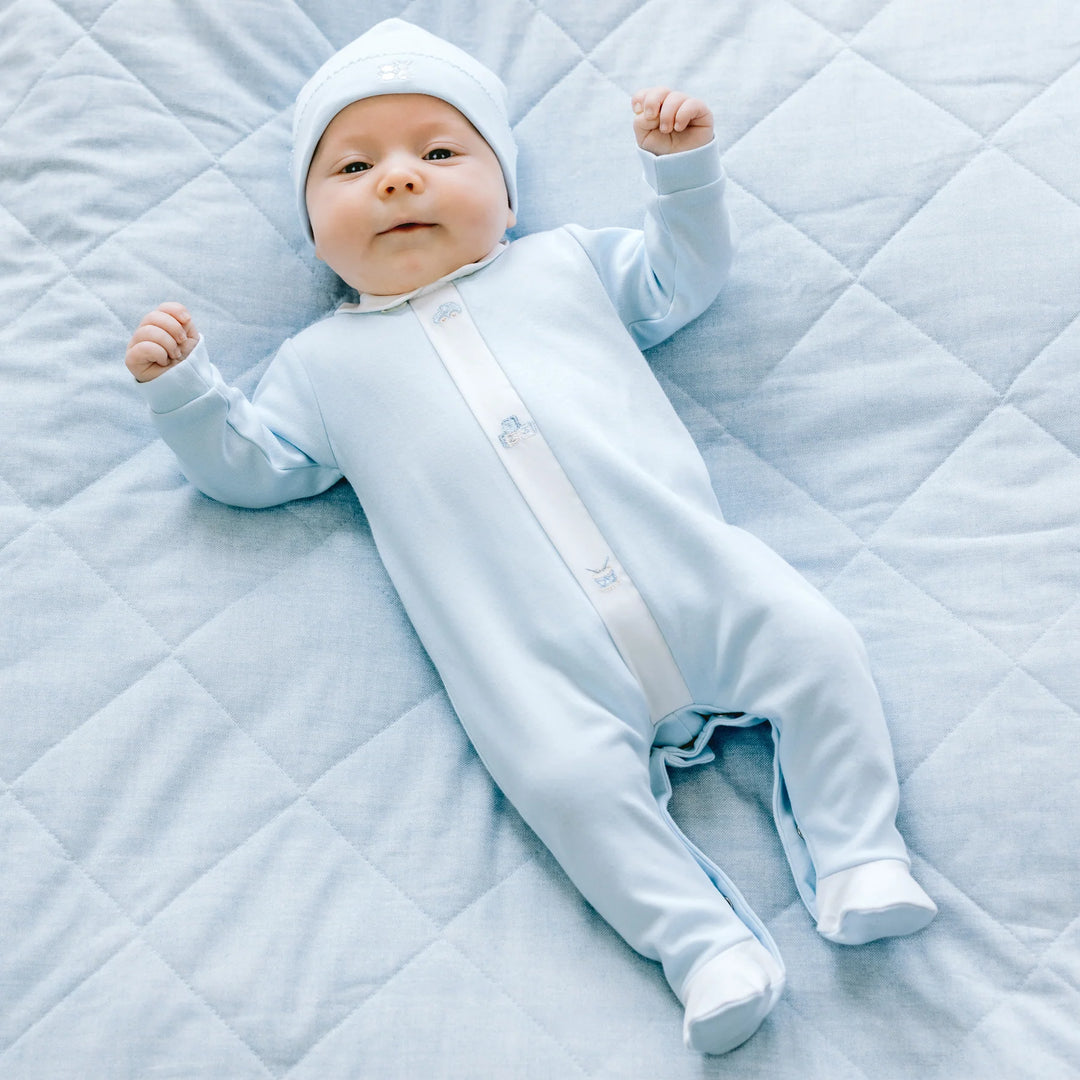 Kent Boys Blue Toy Embroidery Babygrow & Hat Set