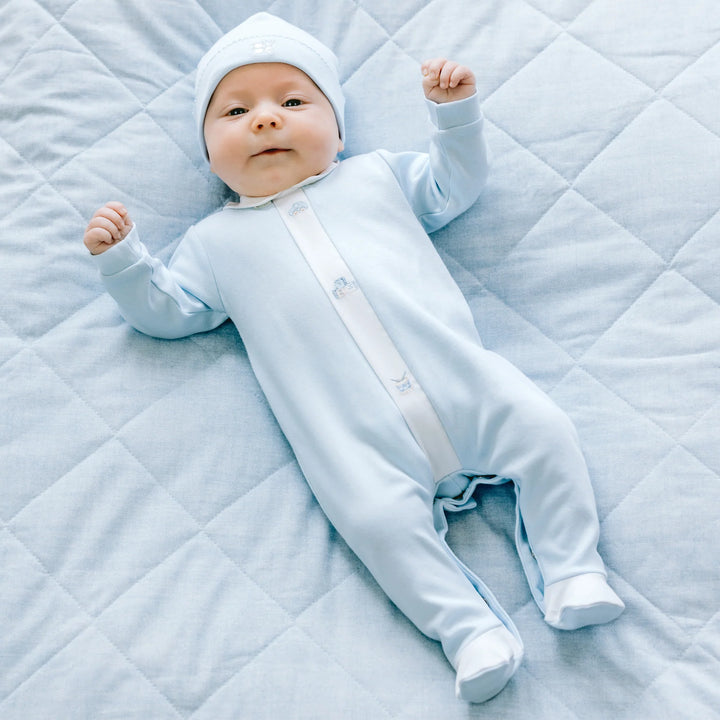 Kent Boys Blue Toy Embroidery Babygrow & Hat Set
