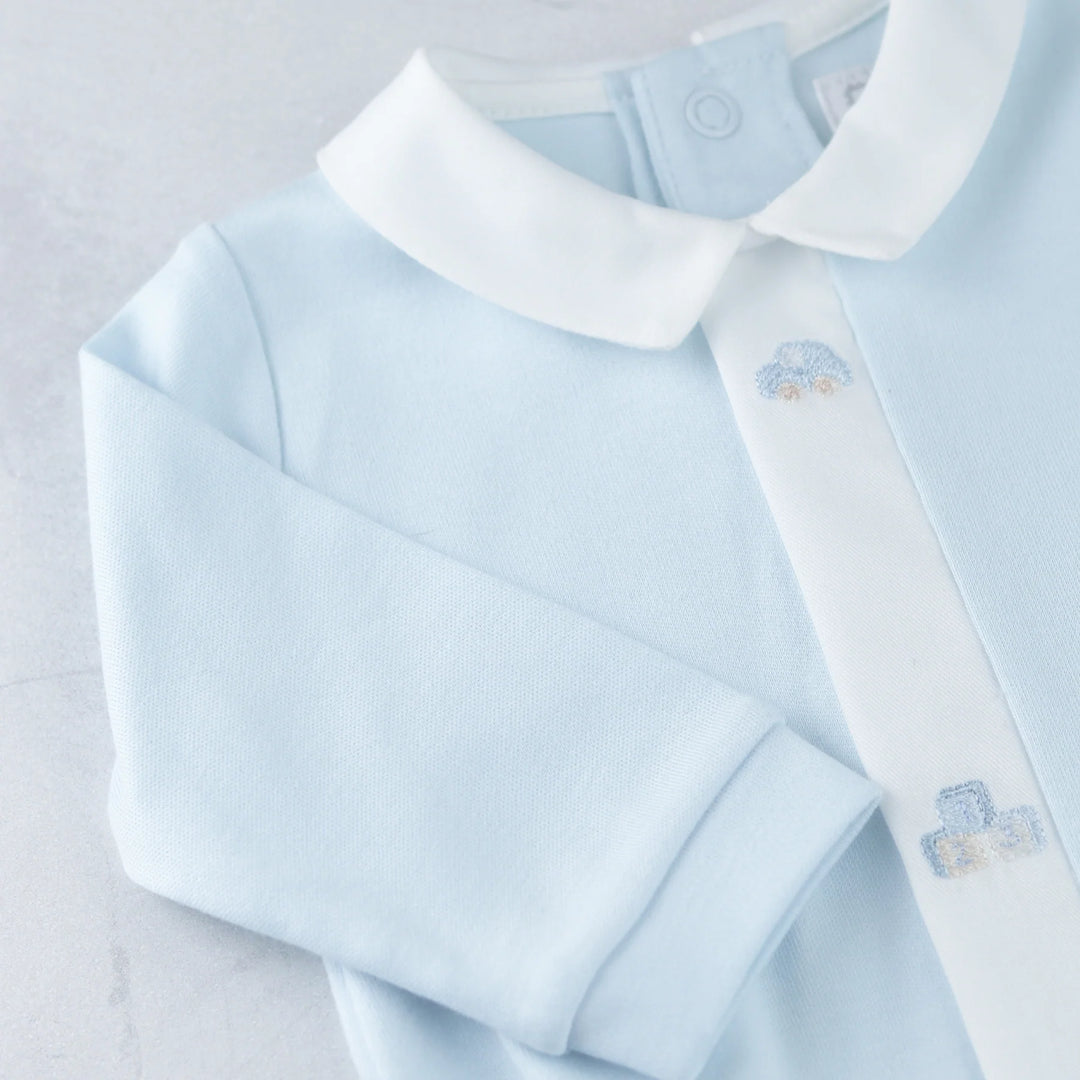 Kent Boys Blue Toy Embroidery Babygrow & Hat Set