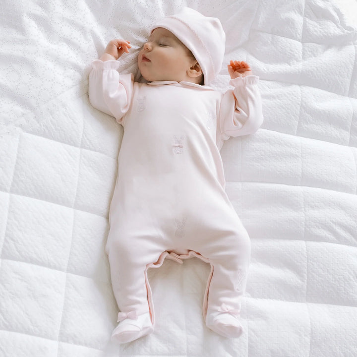 Kallie Baby Girls Pink Bunny Babygrow & Hat Set