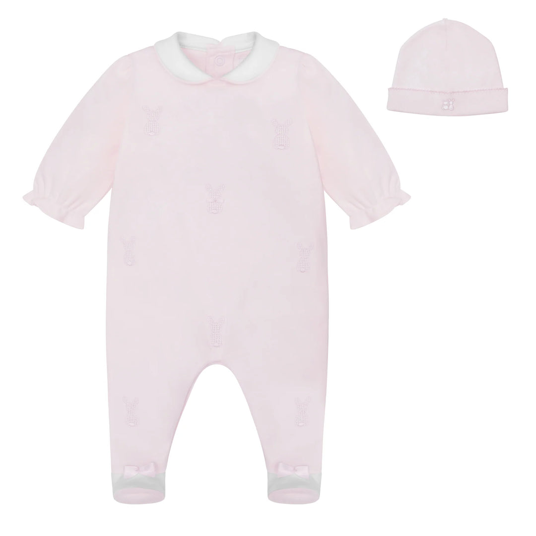Kallie Baby Girls Pink Bunny Babygrow & Hat Set
