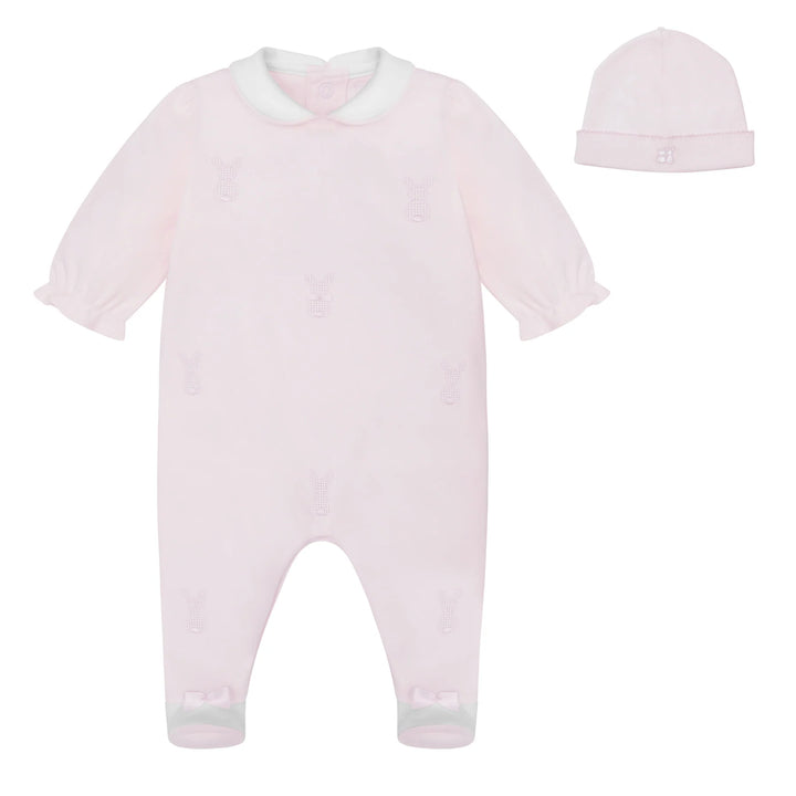 Kallie Baby Girls Pink Bunny Babygrow & Hat Set