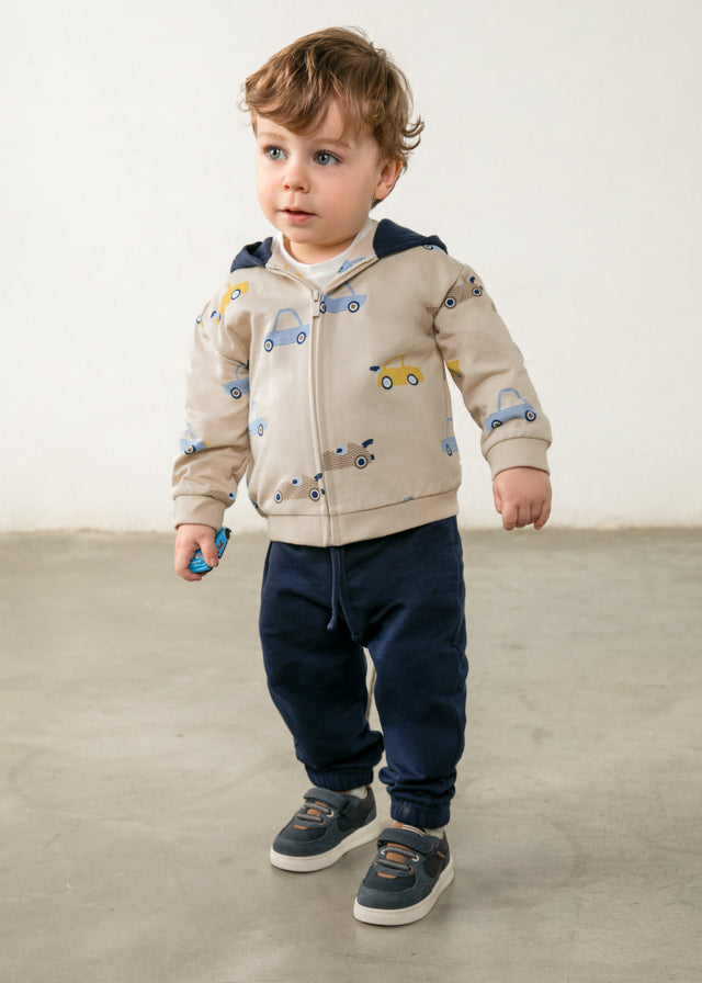 Mayoral boys 3-piece printed tracksuit in custard yellow