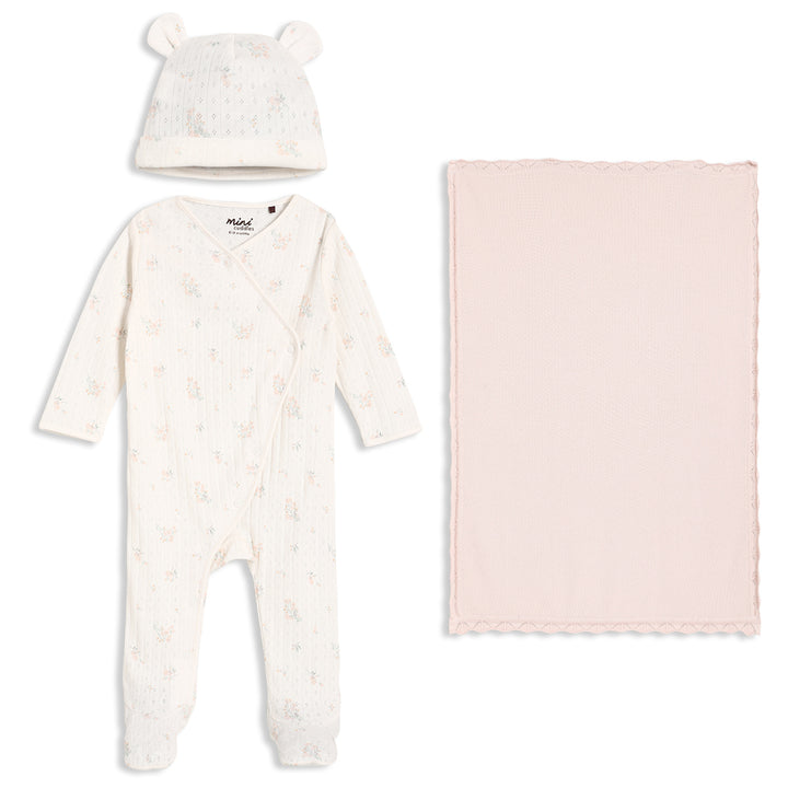Mini Cuddles Baby Girl Floral 3pc Gift Set - Multicolour