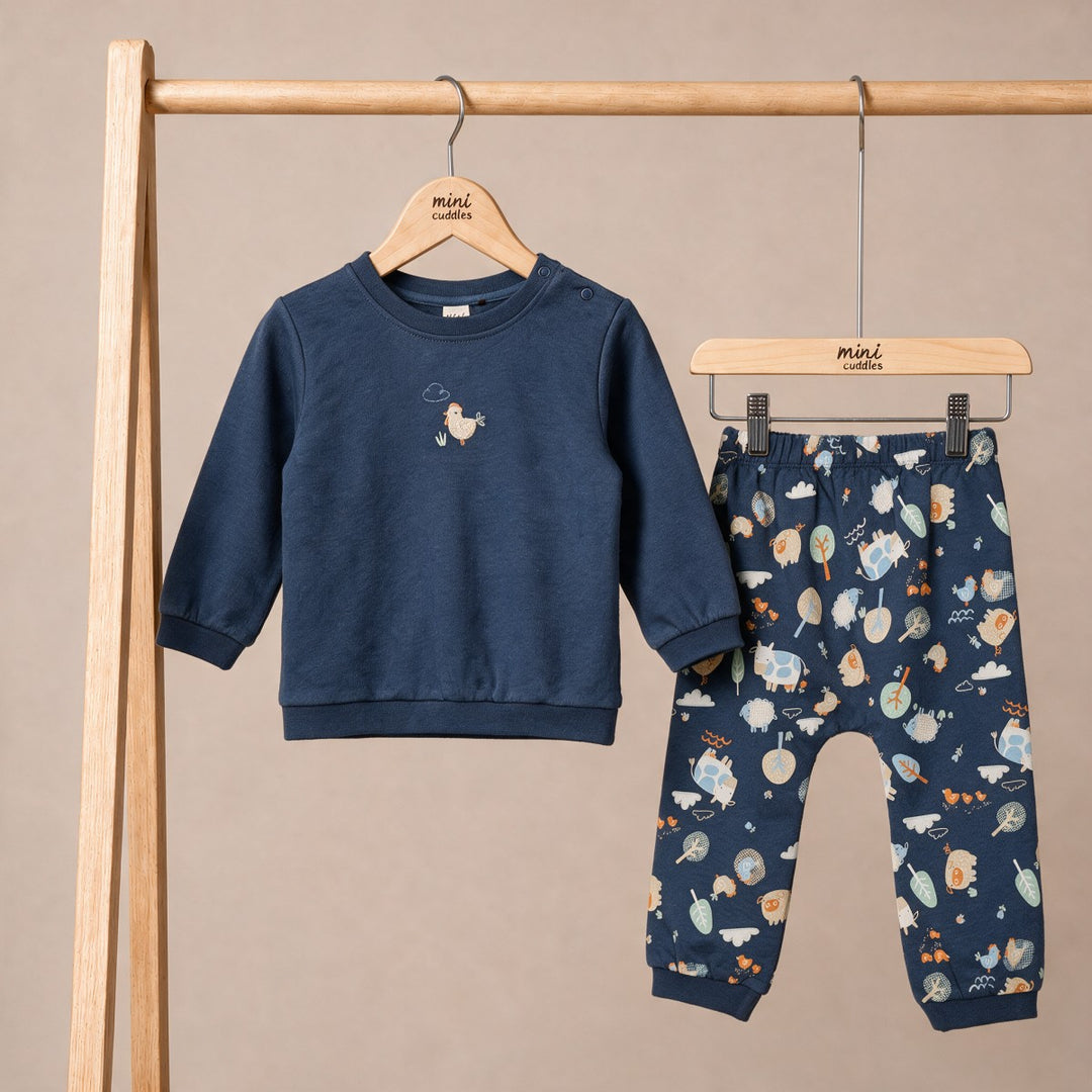 Mini Cuddles Baby Boy Top and Bottom Set - Blue