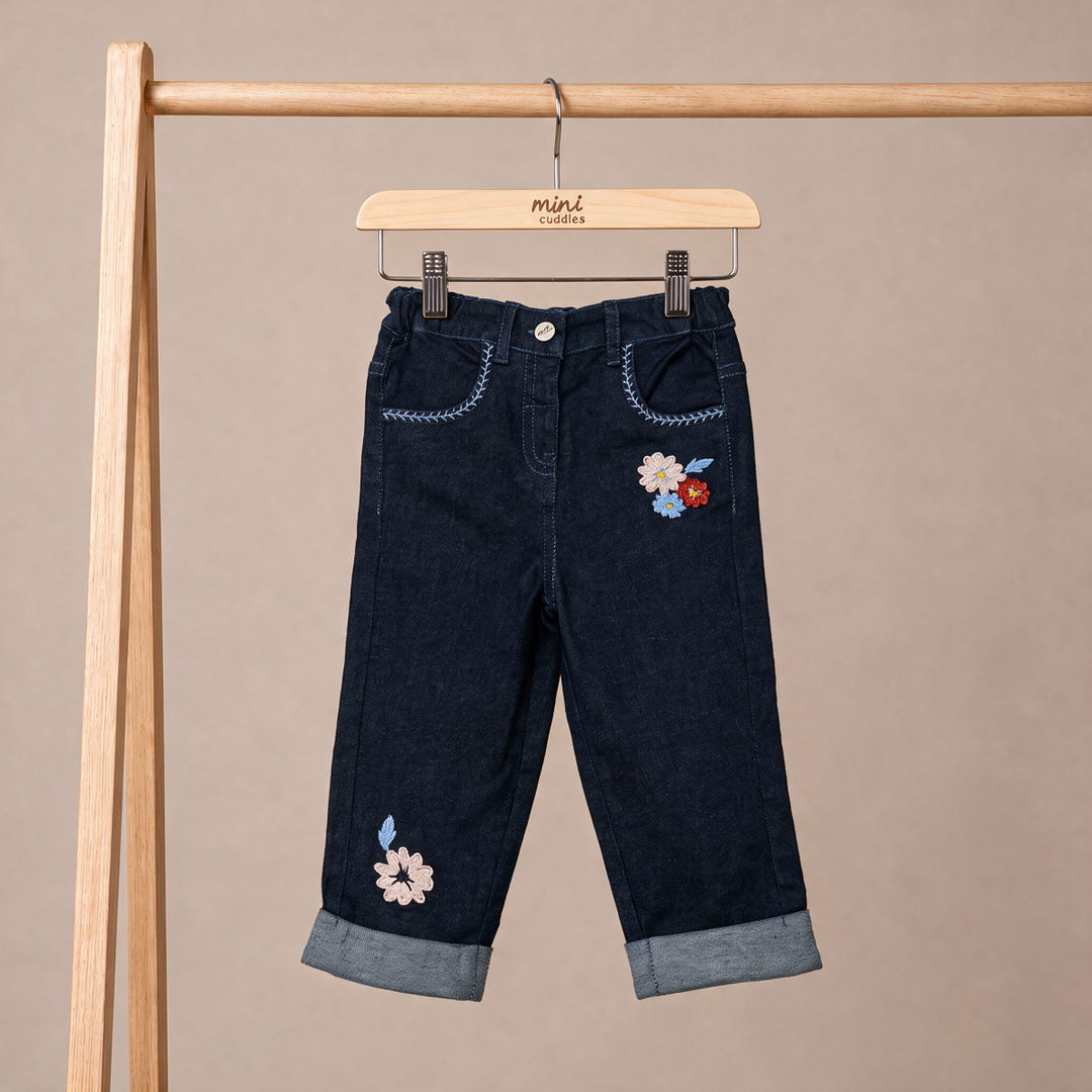 Mini Cuddles Baby Girl Denim Pant - Dark Wash